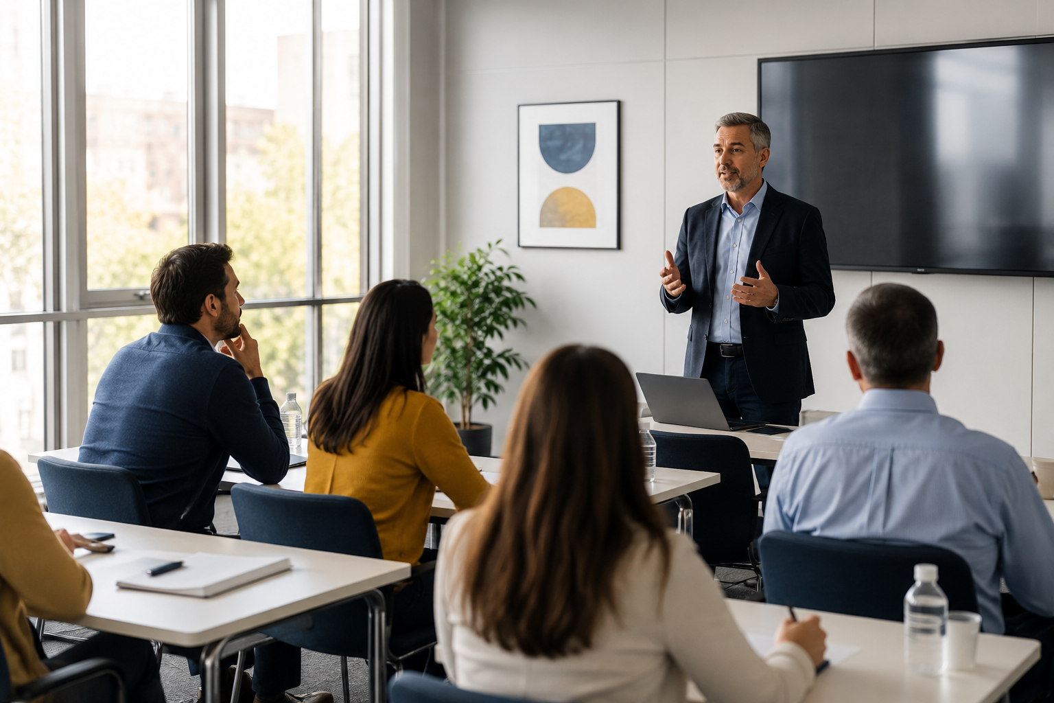 Formaci&oacute;n presencial en un aula profesional de Academia Serrano
